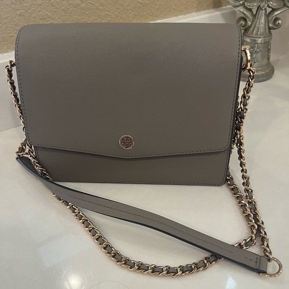 Tory Burch Bags Tory Burch Robinson Convertible Shoulder Bag Gray